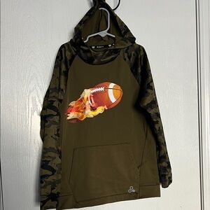Olive Camo Kids Hoodie with Football Design